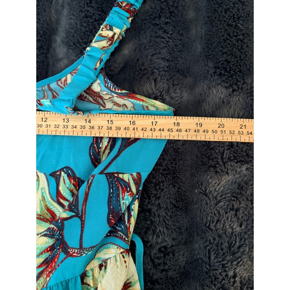 Band of the Free M Turquoise Floral Tiered Maxi Sundress Boho Vacation Wedding - Picture 7 of 10